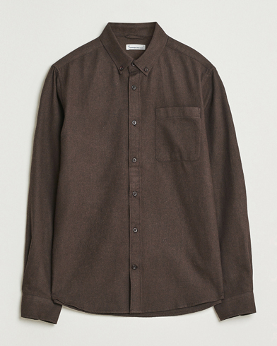 Herre | KnowledgeCotton Apparel | KnowledgeCotton Apparel Regular Fit Melange Flannel Shirt Chocolate