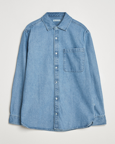Herre | KnowledgeCotton Apparel | KnowledgeCotton Apparel Cotton Indigo Denim Shirt Light Blue