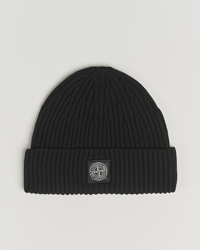 Herre | Stone Island | Stone Island Full Rib Wool Beanie Black