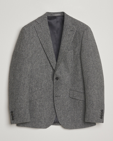 Herre | Walker Slater | Walker Slater Edward Lambswool Herringbone Blazer Dark Grey
