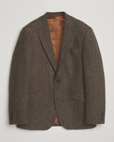 Herre | Walker Slater | Walker Slater Edward Lambswool Herringbone Blazer Dark Brown