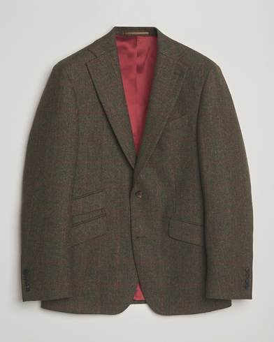 Herre | Walker Slater | Walker Slater Edward Lambswool Windowpane Blazer Dark Green