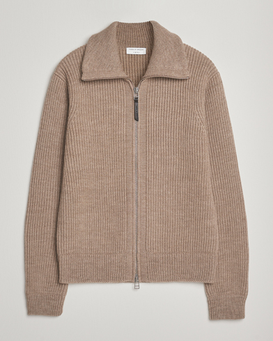 Herre | Tiger of Sweden | Tiger of Sweden Niall Heavy Wool Full Zip Beige Melange