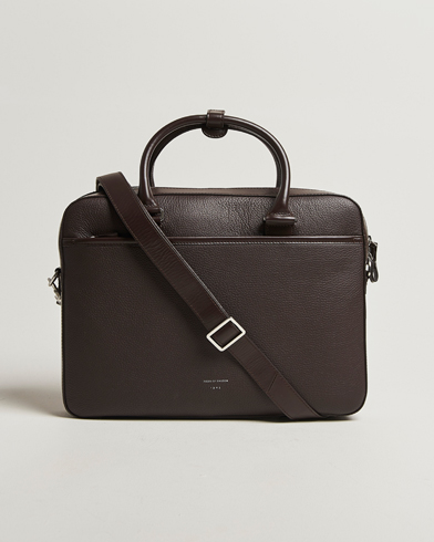 Herre | Tiger of Sweden | Tiger of Sweden Bosun Grained Leather Briefcase Dark Brown
