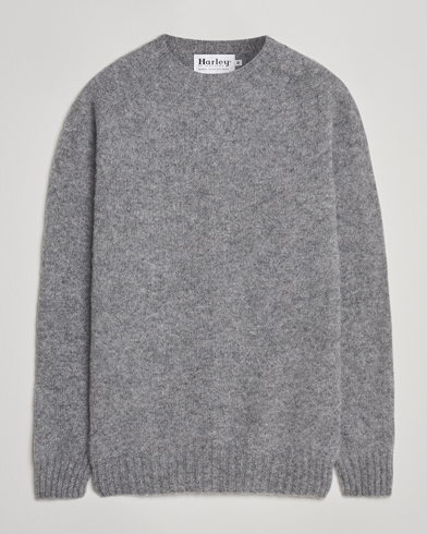 Herre | Harley Of Scotland | Harley Of Scotland Brushed Supersoft Lambswool Crewneck Mid Grey