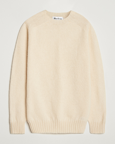 Herre | Harley Of Scotland | Harley Of Scotland Brushed Supersoft Lambswool Crewneck Vanilla