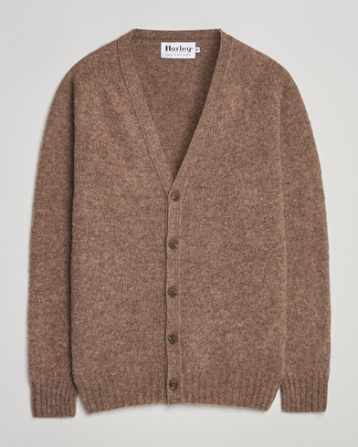 Herre | Harley Of Scotland | Harley Of Scotland Brushed Supersoft Lambswool Cardigan Tundra