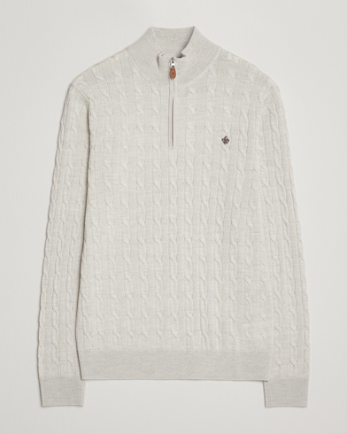 Herre | Morris | Morris Merino Cable Half Zip Off White