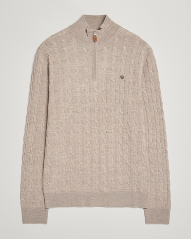 Herre | Morris | Morris Merino Cable Half Zip Khaki