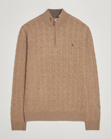 Herre | Morris | Morris Merino Cable Half Zip Camel