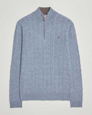 Herre | Morris | Morris Merino Cable Half Zip Blue