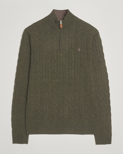 Herre | Morris | Morris Merino Cable Half Zip Olive