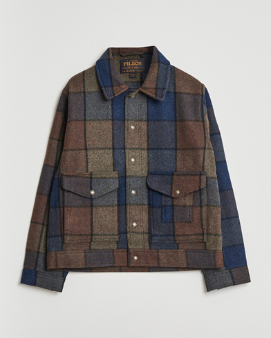 Herre | Filson | Filson Mackinaw Checked Wool Work Jacket Blue/Brown