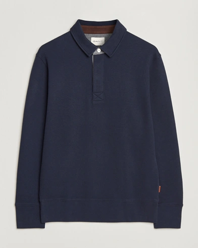 GANT Light Sacker Rib Long Sleeve Polo Evening Blue – Blå