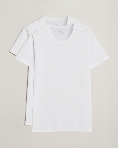 Herre | Falke | Falke 2-Pack Cotton Crew Neck T-Shirt White