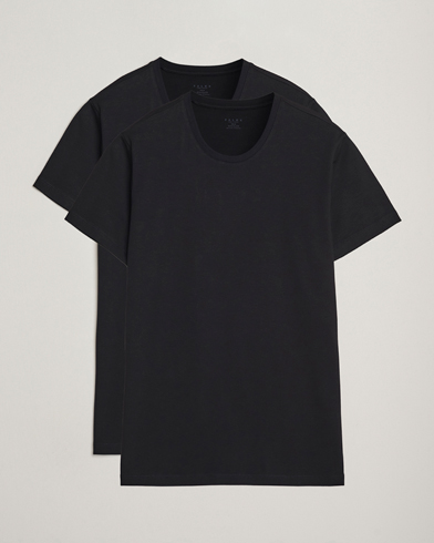 Herre | Falke | Falke 2-Pack Cotton Crew Neck T-Shirt Black