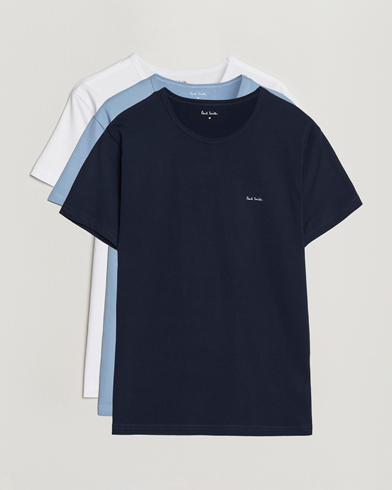 Paul Smith 3-Pack Crew Neck T-Shirt White/Black/Light Blue – Blå