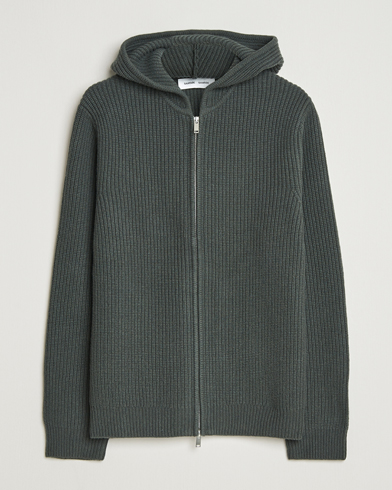 Samsøe Samsøe Isak Heavy Knitted Full Zip Hoodie Dark Evergreen – Grønn