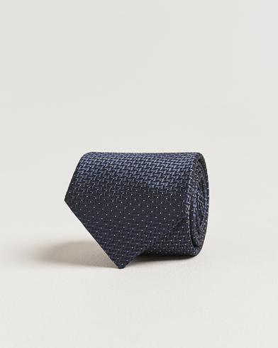 Brioni Jacquard Herringbone Silk Tie Navy – Blå