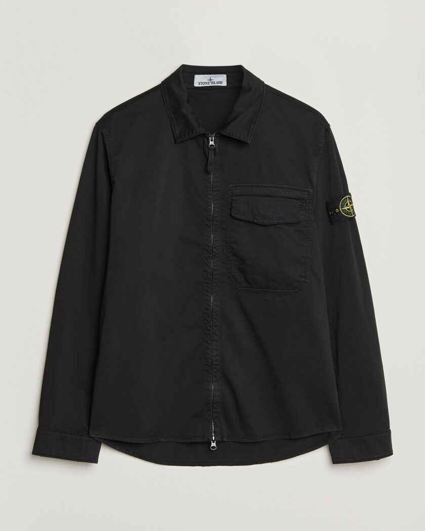 Stone Island Cotton Stretch Zip Overshirt Black – Svart