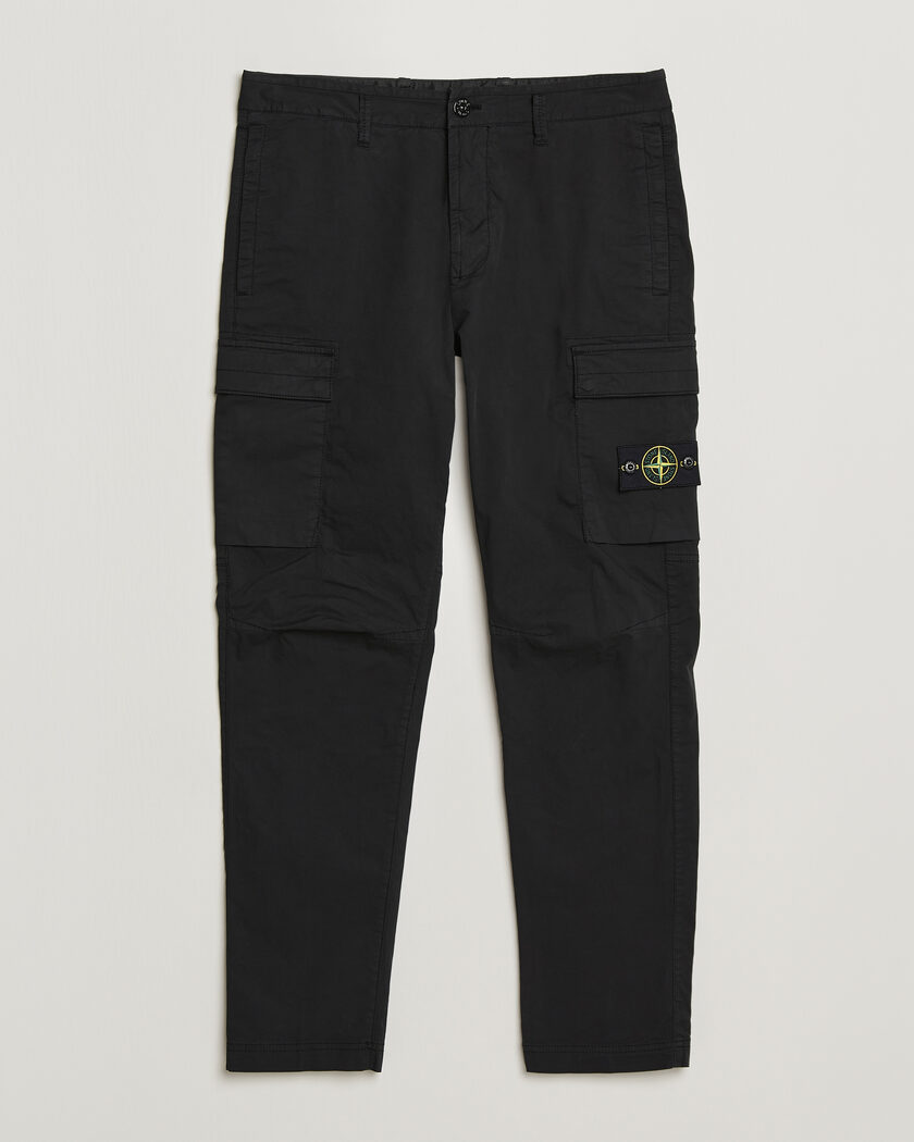 Stone Island Stretch Cotton Twill Cargo Trousers Black – Svart