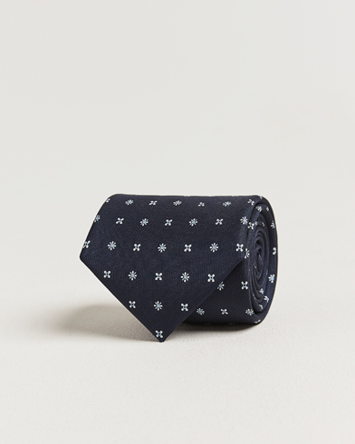 E. Marinella 3-Fold Printed Silk Tie Navy – Blå