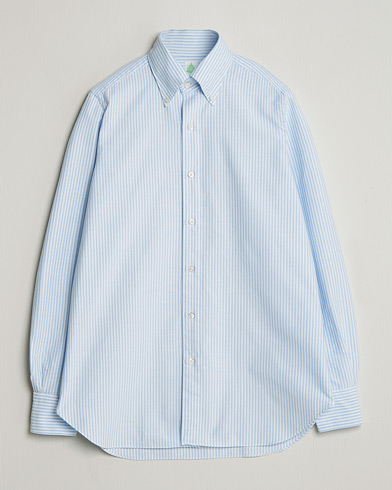 Finamore Napoli Gaeta Oxford Button Down Shirt Light Blue Stripe – Blå