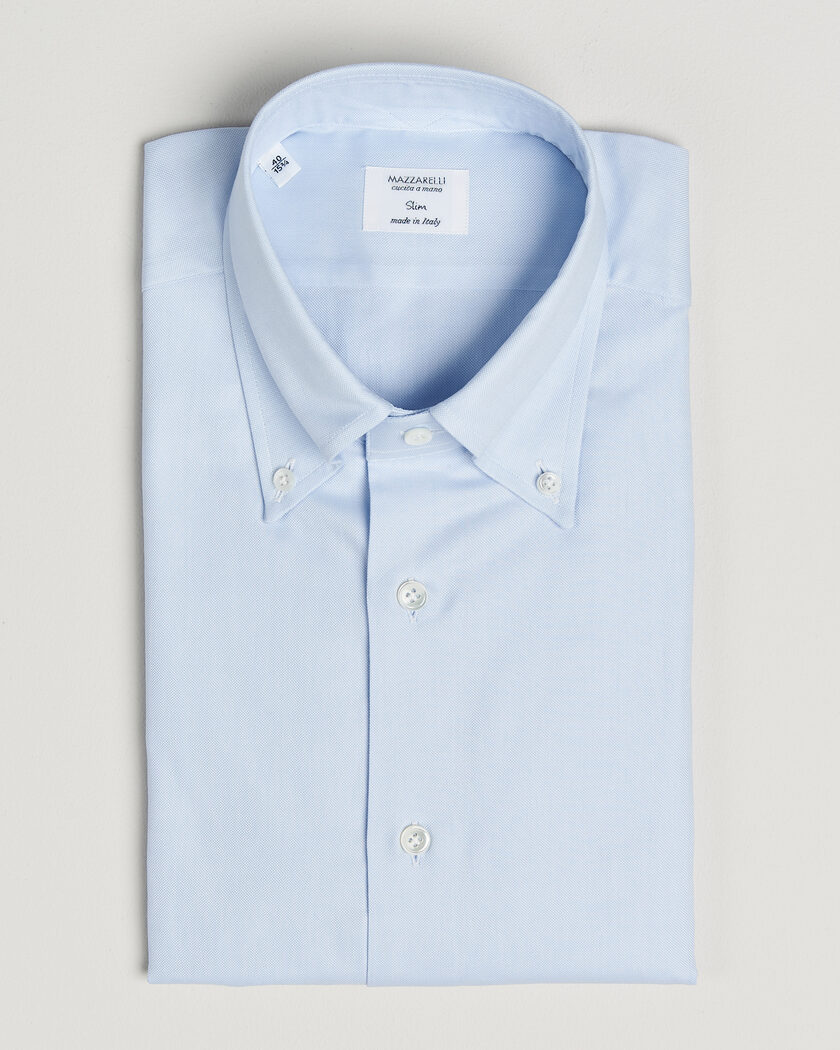 Mazzarelli Soft Oxford Button Down Shirt Light Blue – Blå