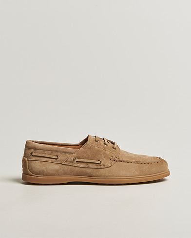 Tod's Gomma Leggera Boat Shoe Chestnut Suede – Brun
