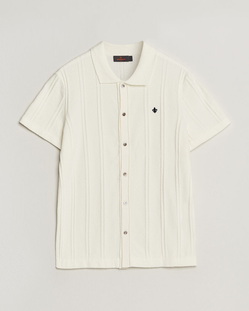 Morris Clayton Knitted Short Sleeve Shirt Off White – Hvit
