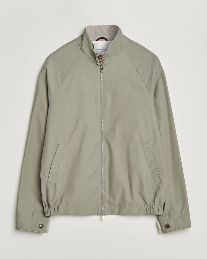 Brunello Cucinelli Raglan Harrington Jacket Olive – Grønn