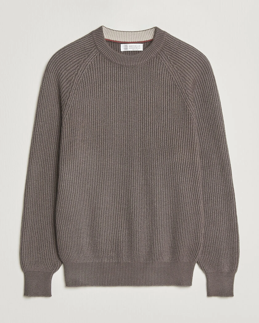 Brunello Cucinelli Heavy Cotton Rib Sweater Light Brown – Brun