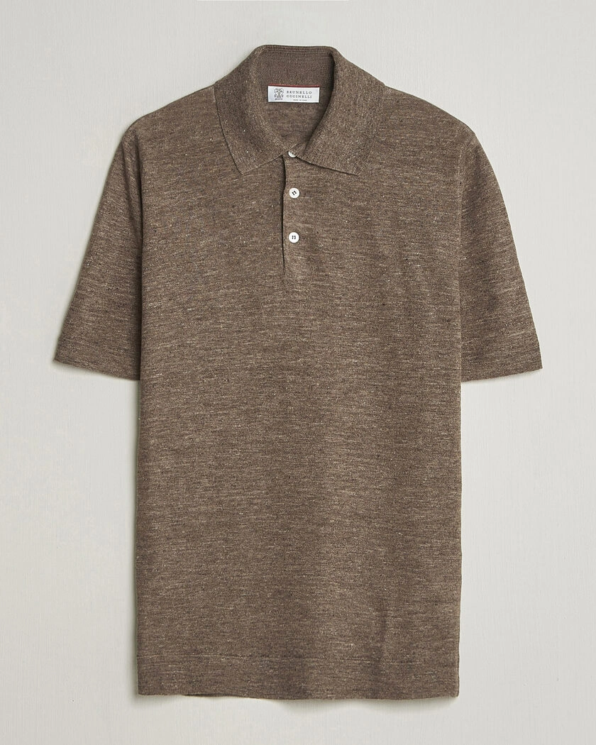 Brunello Cucinelli Linen Knitted Polo Brown – Brun