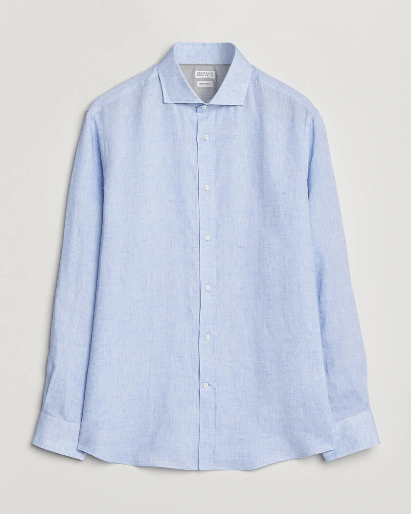 Brunello Cucinelli Easy Fit Linen Shirt Light Blue – Blå