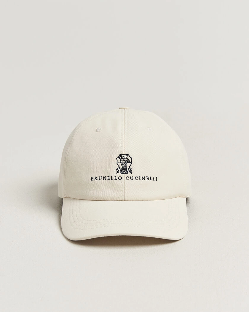 Brunello Cucinelli Twill Cotton Baseball Cap Off White – Hvit