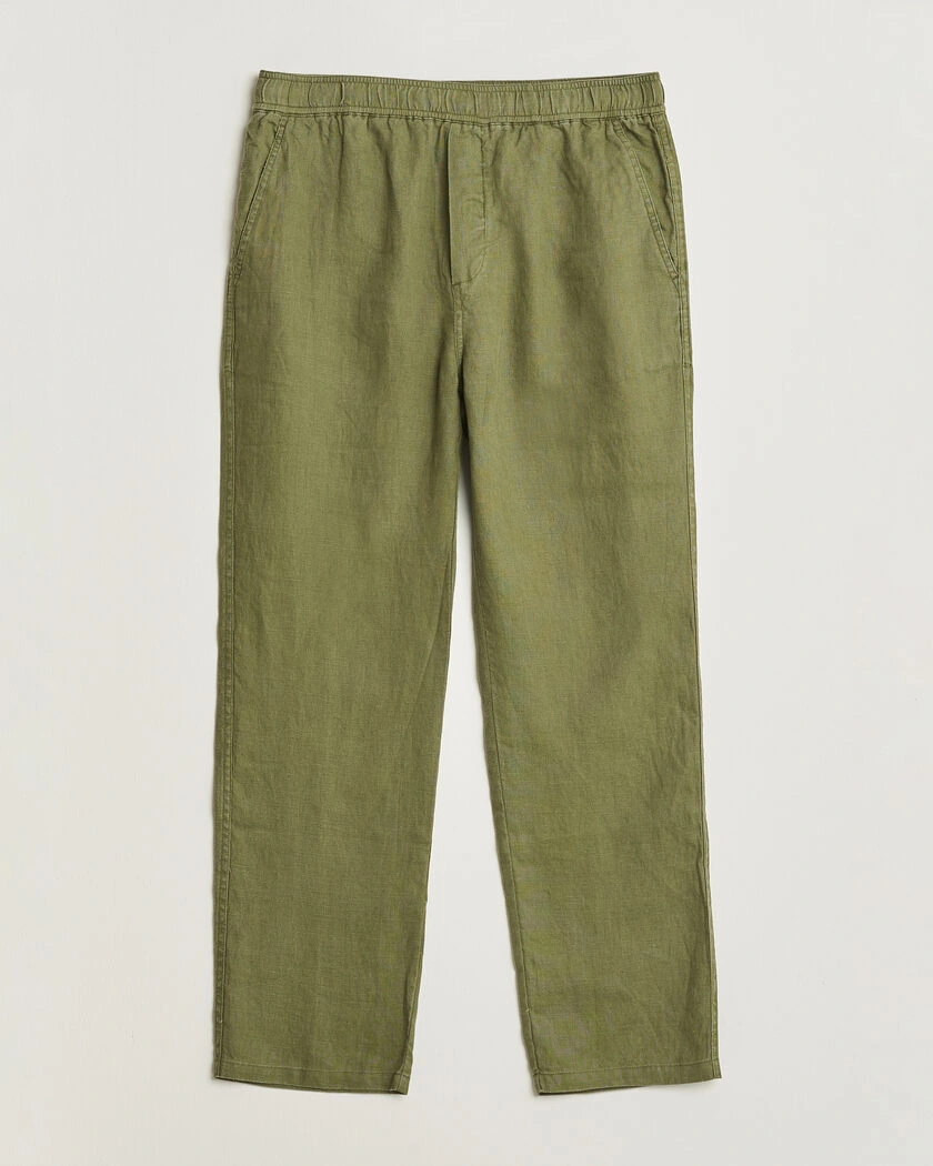 Samsøe Samsøe Jabari Linen Drawstring Trousers Burnt Olive – Grønn