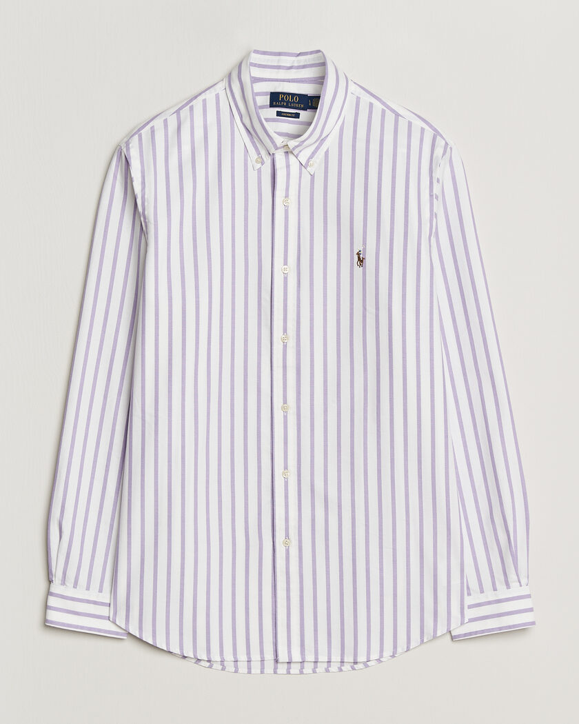 Polo Ralph Lauren Custom Fit Striped Oxford Shirt Purple – Lilla