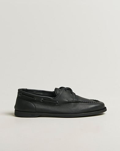 John Lobb Foil Boat Shoes Black Grain – Svart