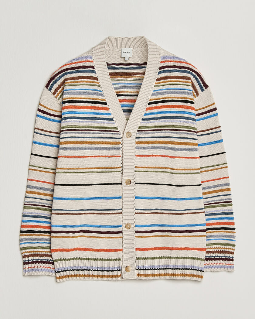 Paul Smith Signature Stripe Knitted Cardigan White – Flerfarget