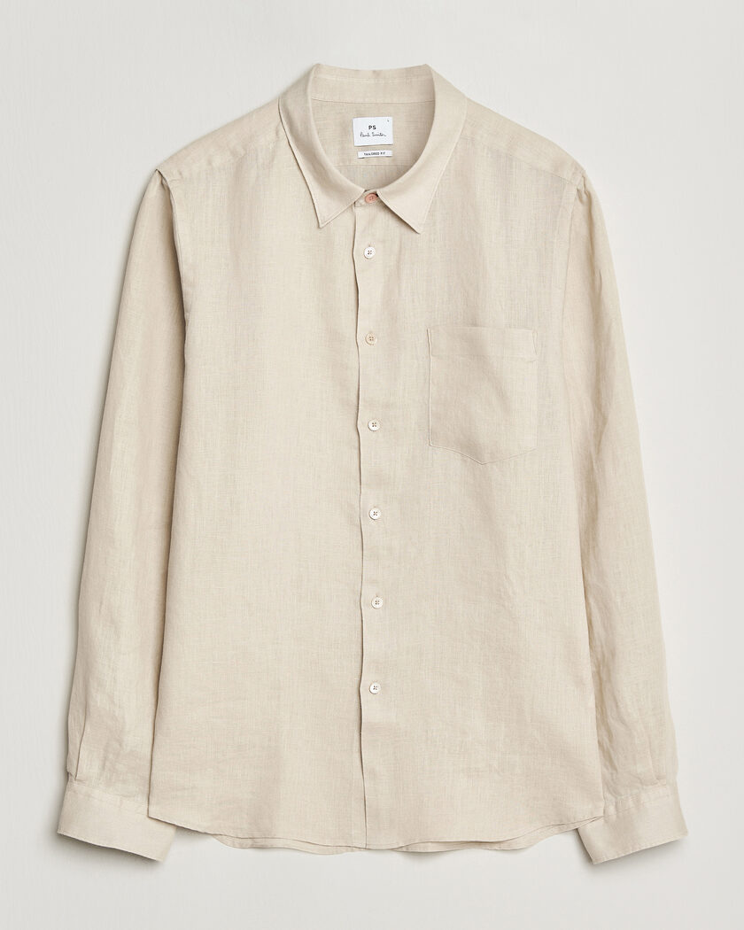 PS Paul Smith Tailored Fit Linen Shirt Beige – Beige