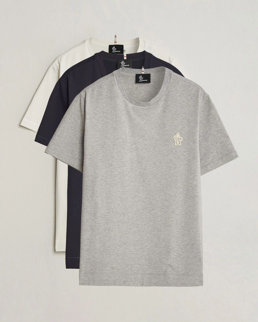 Moncler Grenoble 3-Pack Logo T-Shirts White/Grey/Black – Flerfarget