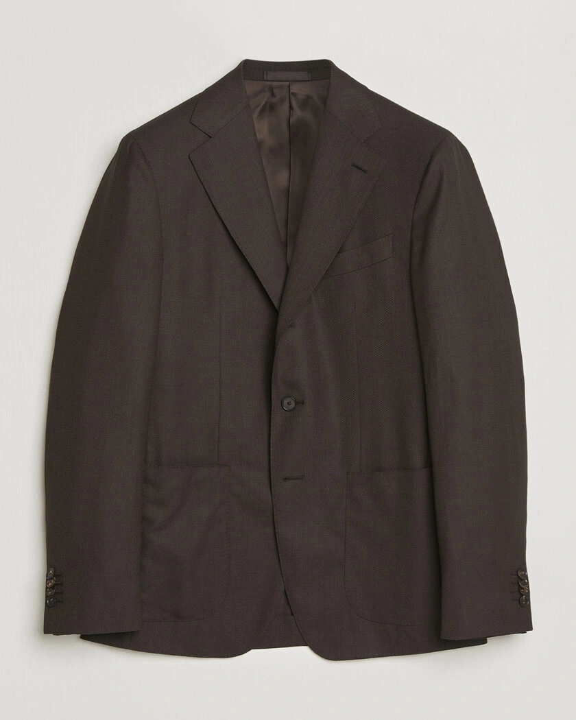 Caruso Aida Wool Hopsack Blazer Dark Brown – Brun