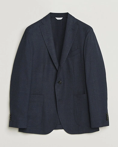 Boglioli K Jacket Wool Hopsack Blazer Dark Blue – Blå