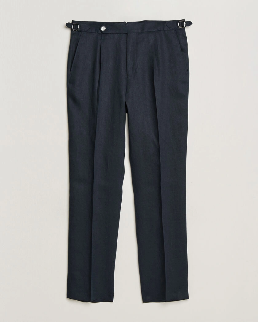 BOSS BLACK Perino Linen Suit Trousers Dark Blue – Blå