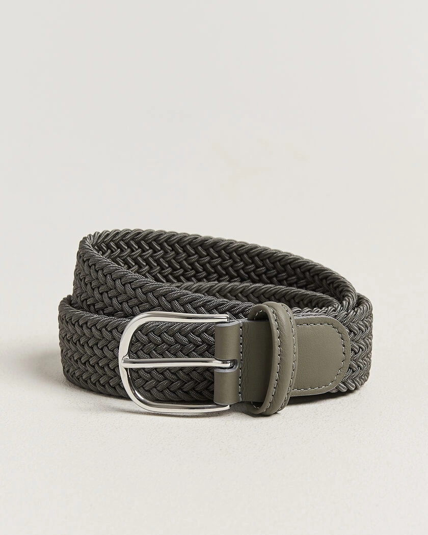 Anderson's Stretch Woven 3,5cm Belt Grey – Grå