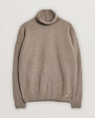 Herre | Pre-owned | Valstar Ribbed Cashmere Rollneck Taupe L