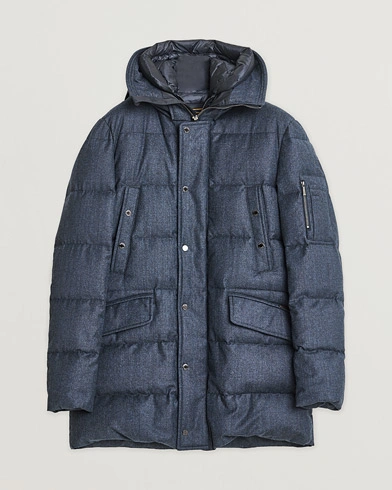 Herre | Pre-owned | MooRER Grima Flannel Wool Padded Parka Navy 50