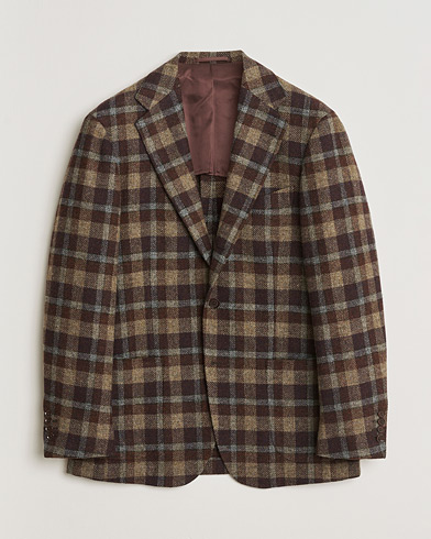 Pre-owned Ring Jacket Checked Wool Blazer Brown 50 – Brun