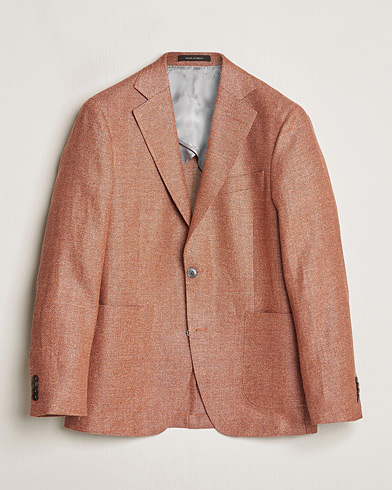 Pre-owned Oscar Jacobson Ferry Hopsack Hemp/Wool Blazer Orange 54 – Oransje