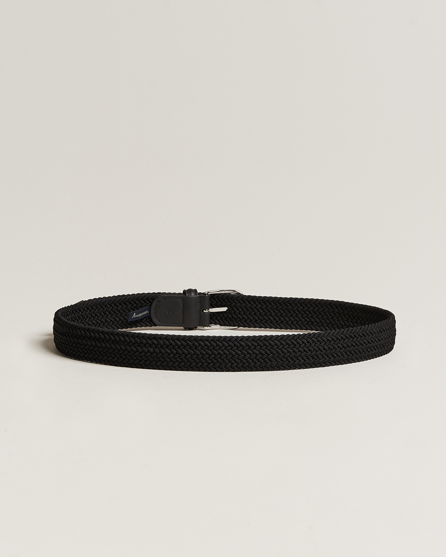 Herre | Belter | Anderson\'s | Stretch Woven 3,5 cm Belt Black